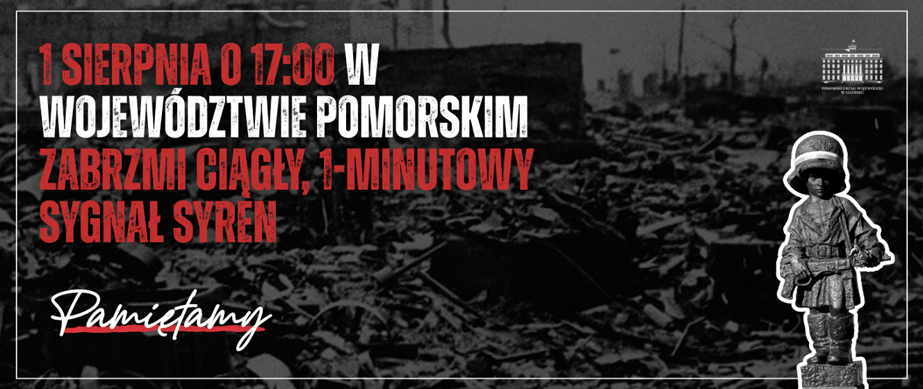 1 sierpnia o 17:00 w województwie pomorskim zabrzmi ciągły, 1-minutowy sygnał syren
