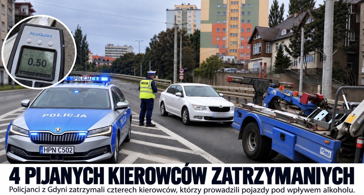 Czterech nietrzeźwych kierujących zatrzymanych jednego dnia w Gdyni.