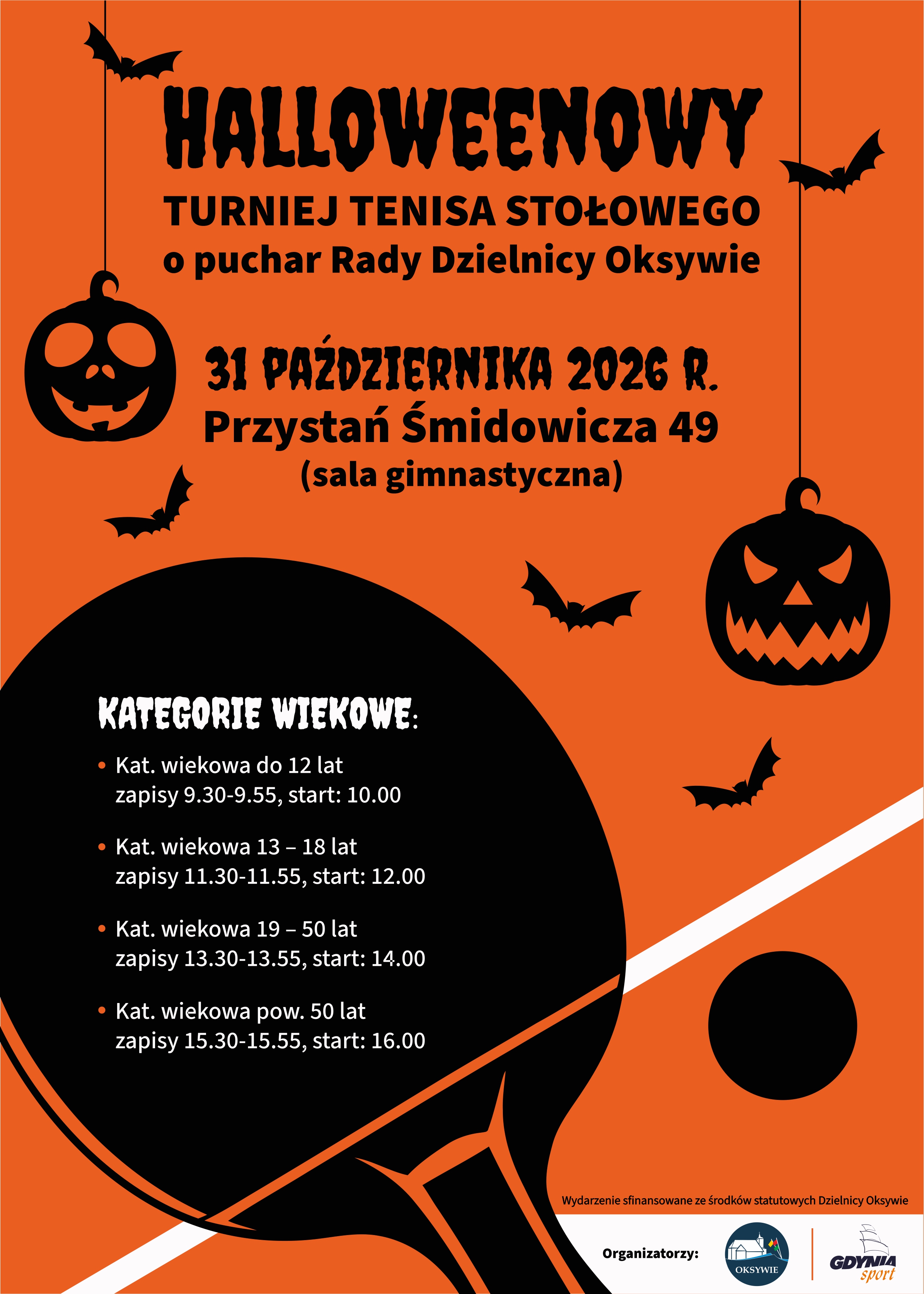 Halloweenowy Turniej Tenisa Stołowego o Puchar Rady Dzielnicy Oksywie
