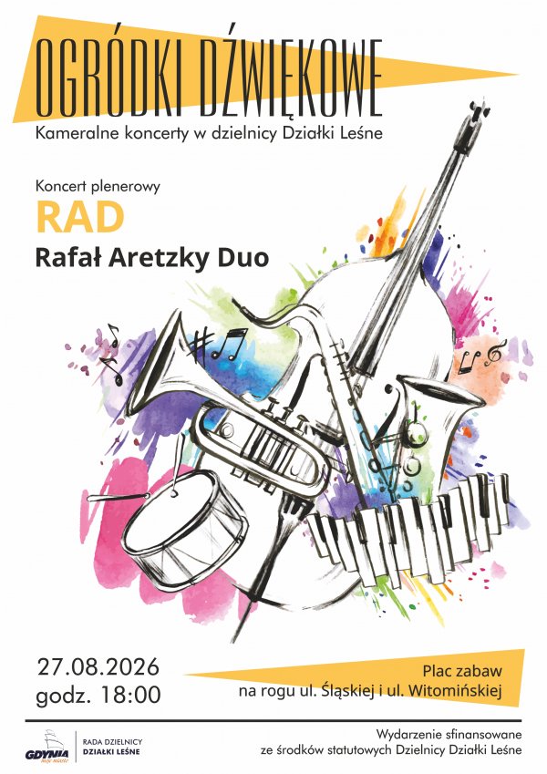 Ogródki Dźwiękowe w dzielnicy Działki Leśne - koncert  RAD - Rafał Aretzky Duo