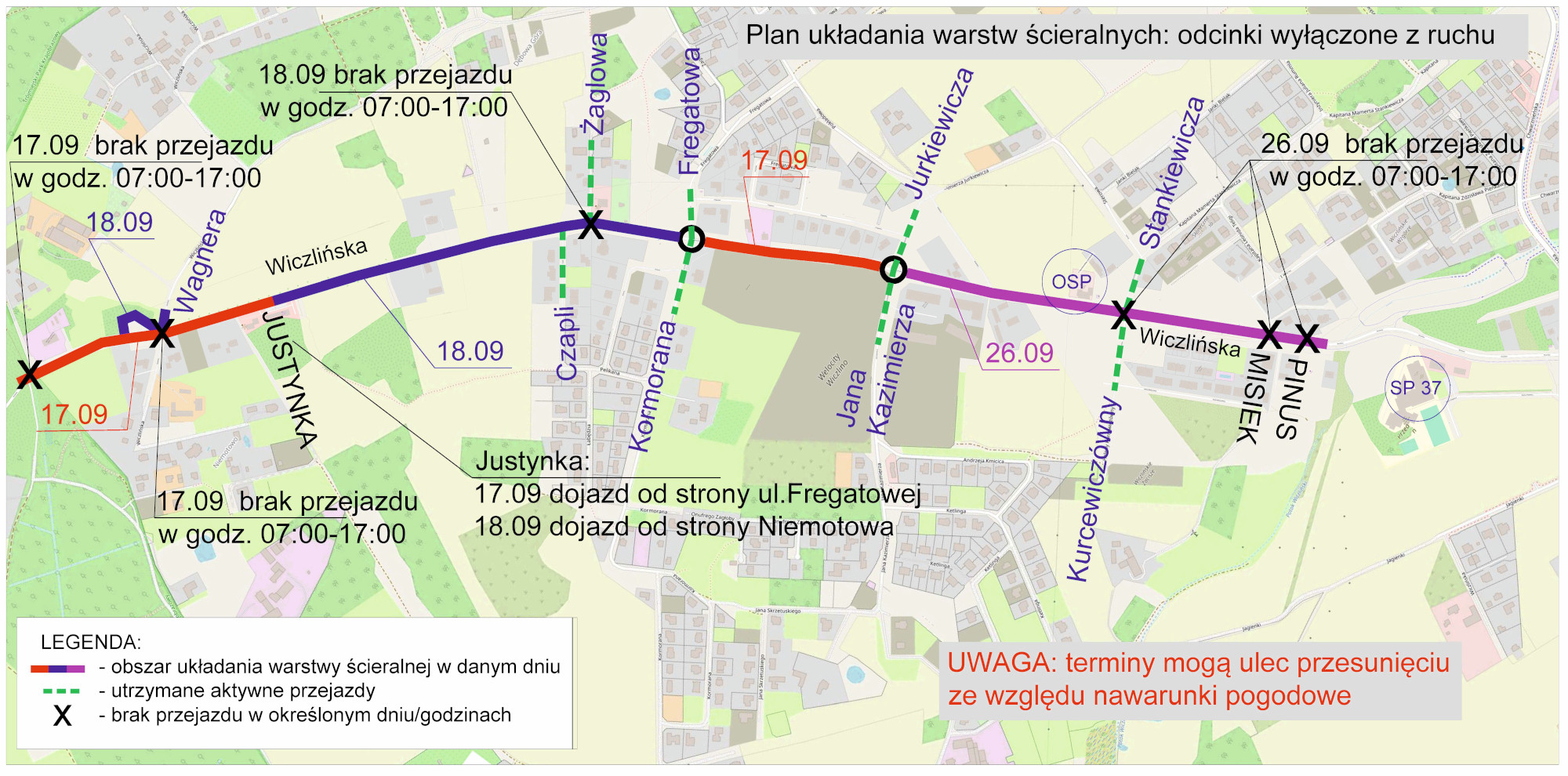 Ulica Wiczlińska układanie warstw ścieralnych